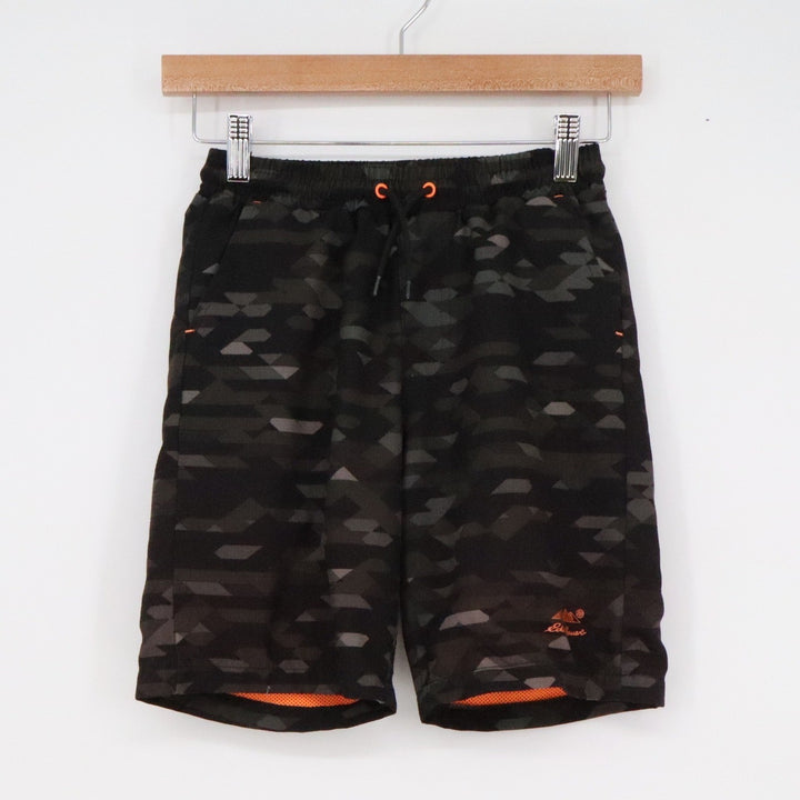 Eddie Bauer Boys Camo Athletic Shorts Black Gray Orange Size S 7/8