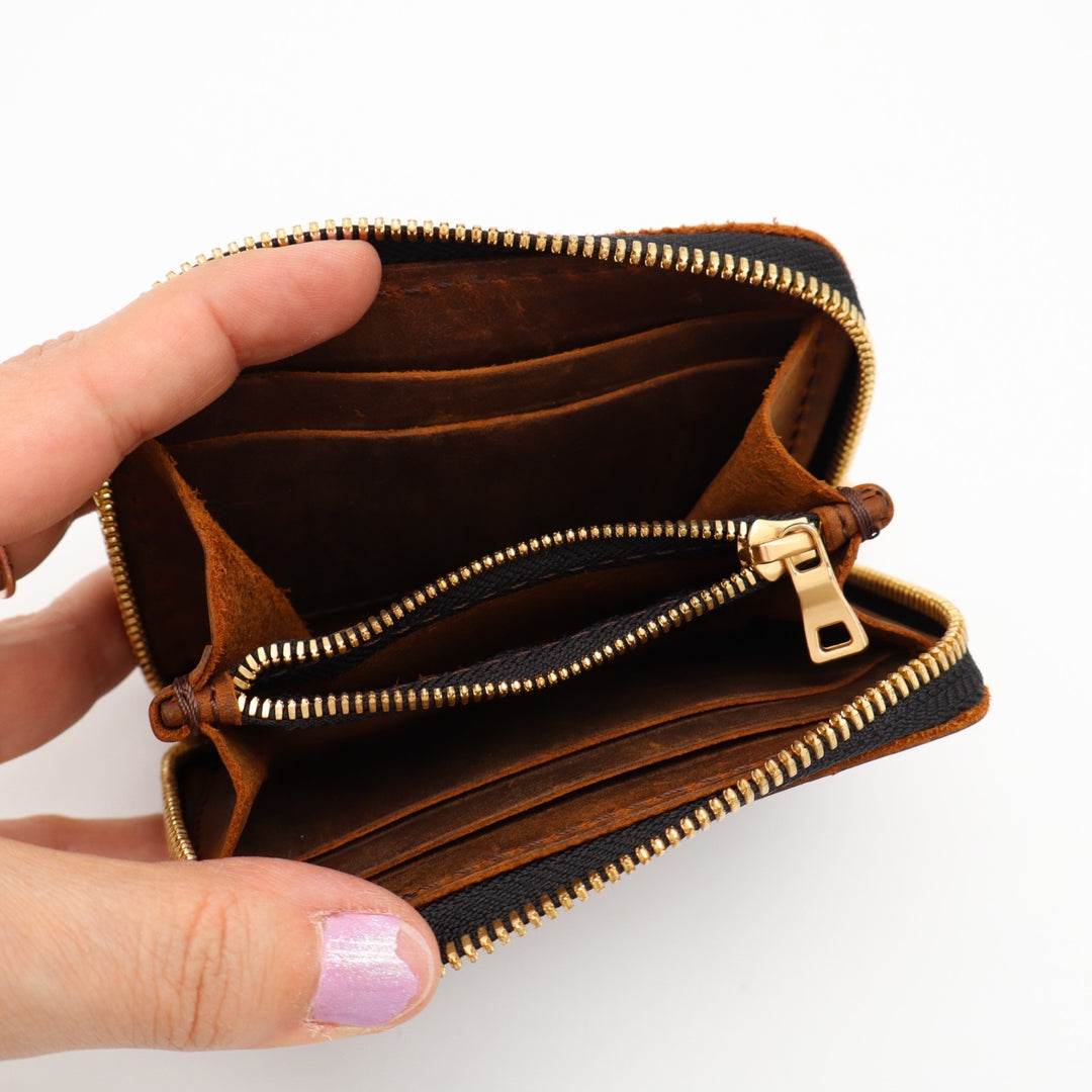 Portland Leather Goods Zip Wallet Womens Wallet Dark Brown Leather 4 Card Slots
