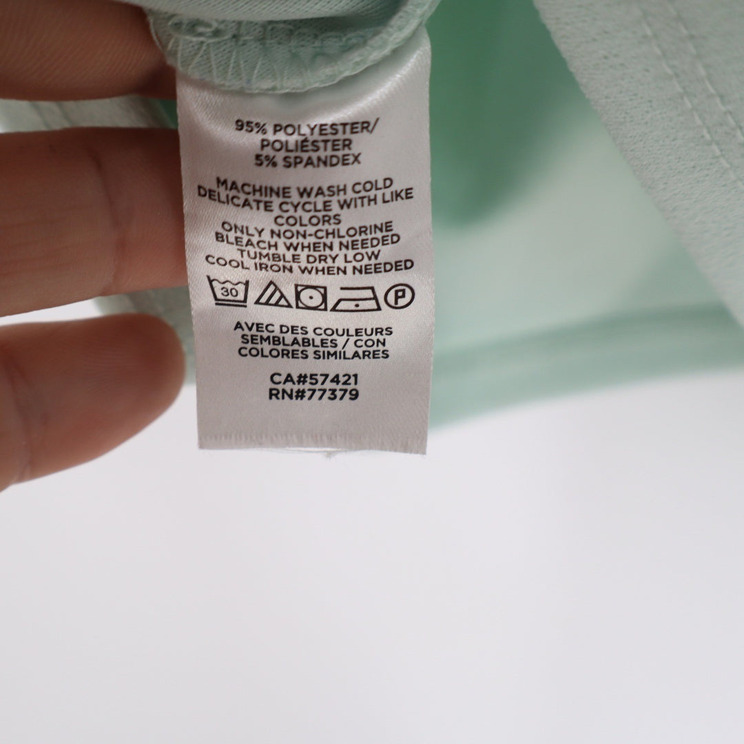 Ann Taylor Petite Mint Green V-Neck Puff Short Sleeve Blouse Top LP