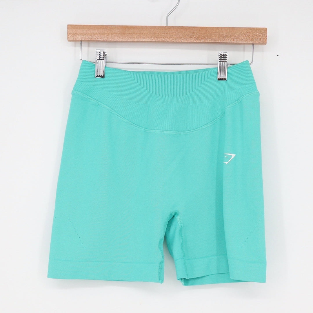 Gymshark Vital Seamless 2.0 Shorts Teal Green High Waisted Athletic Medium