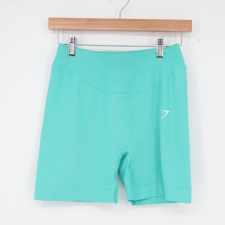 Gymshark Vital Seamless 2.0 Shorts Teal Green High Waisted Athletic Medium