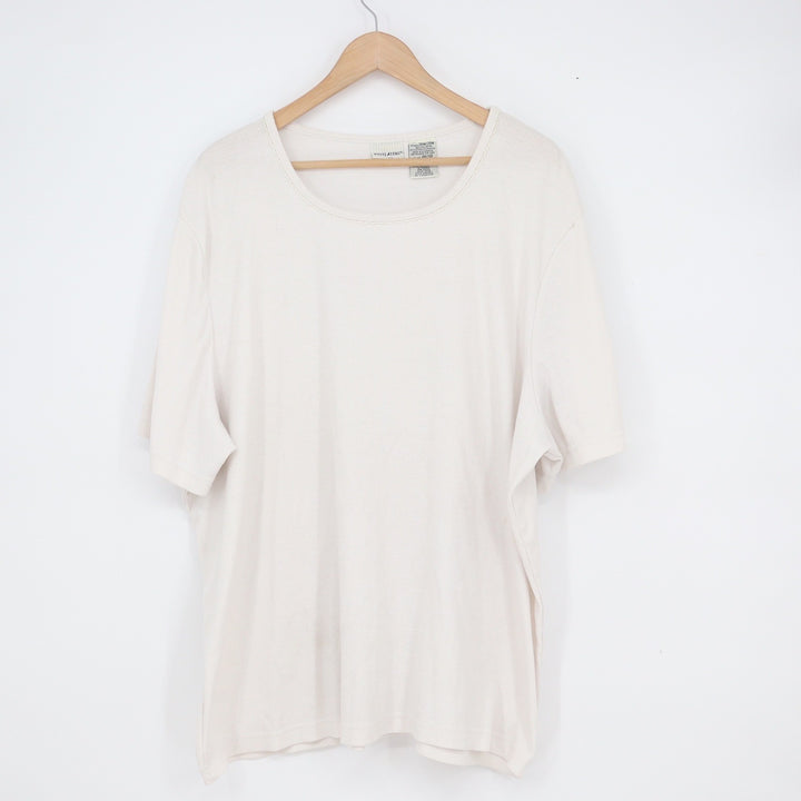 White Stag Plus Womens 26W 28W Short Sleeve Ribbed Knit Scoop Neck Top White