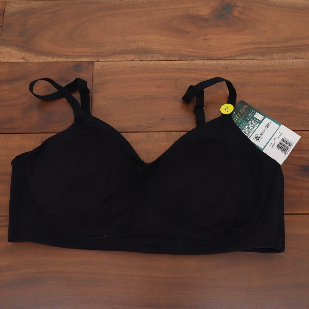 Vanity Fair Lingerie Beauty Back Simple Sizing Bra M Black Smoothing Wireless