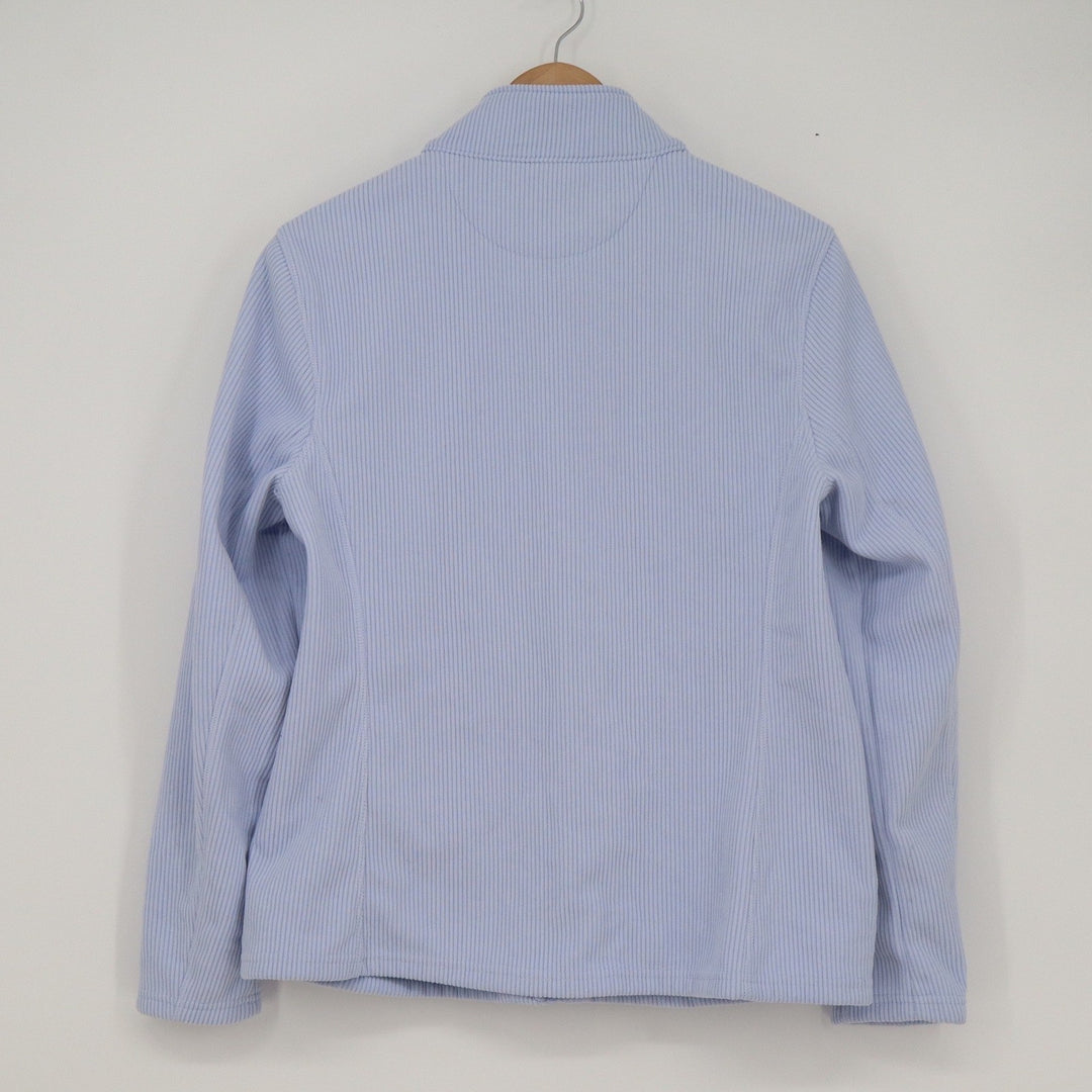 Andrew Marc Mens Medium Light Blue Ribbed Full Zip Fleece Jacket Mock Neck