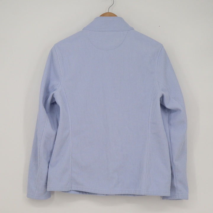 Andrew Marc Mens Medium Light Blue Ribbed Full Zip Fleece Jacket Mock Neck