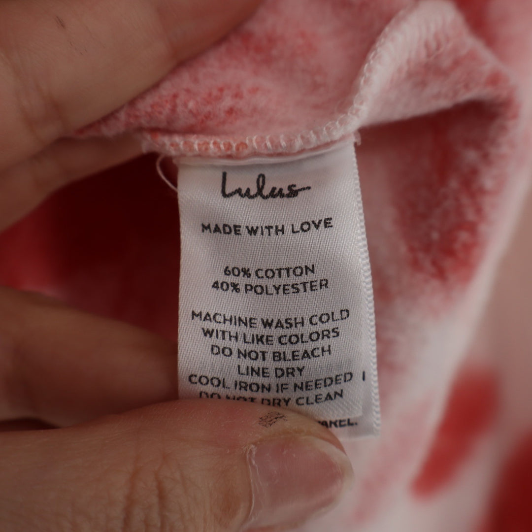 Lulus Here to Chill Sweatshirt Womens L Red Tie-Dye Cotton Crew Neck Long Sleeve