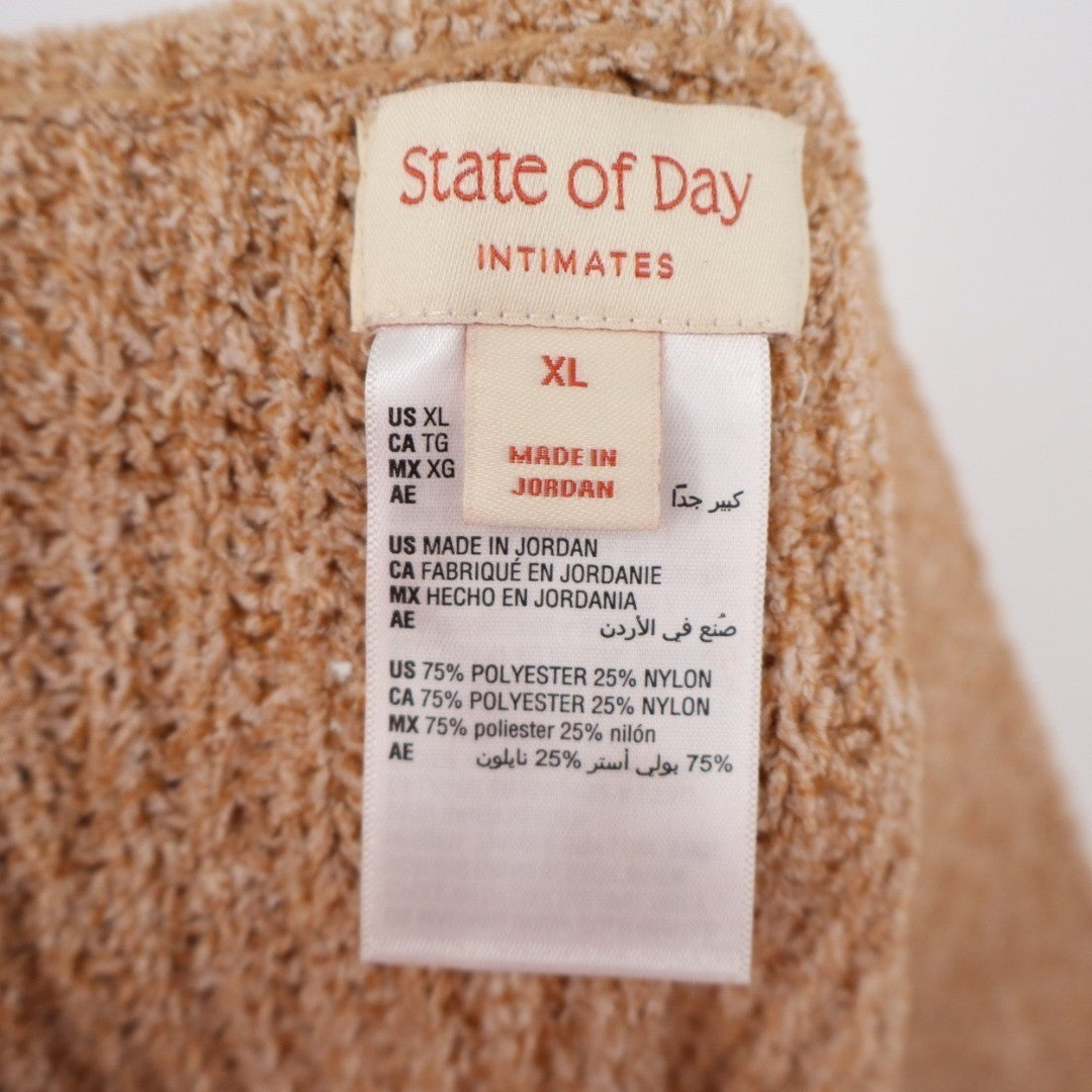 State Of Day Intimates Lounge Pants Womens XL Brown Drawstring Waist Waffle Knit