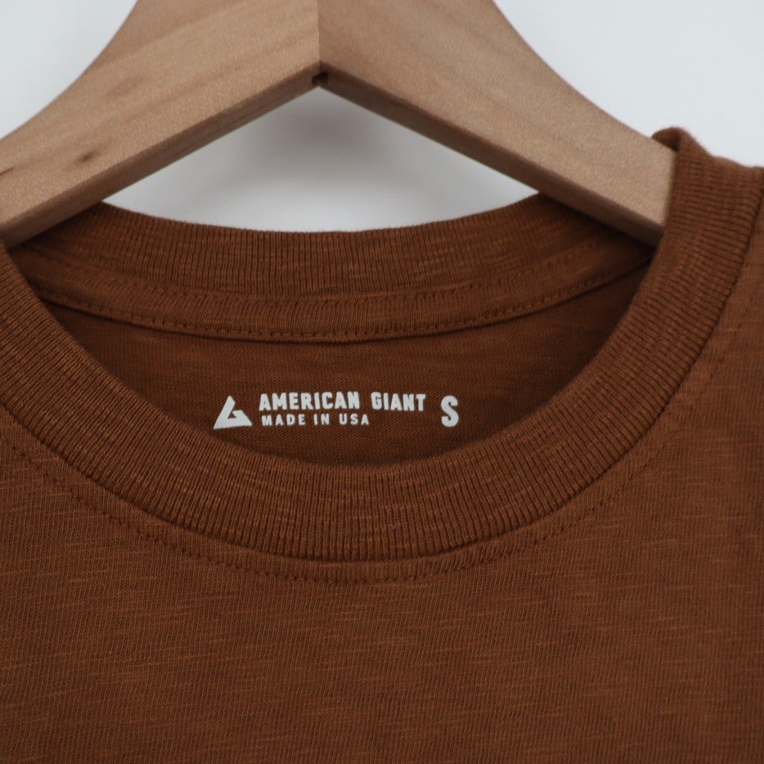 American Giant Classic T Shirt Brown Crew Neck Short Sleeve Made in USA Size S