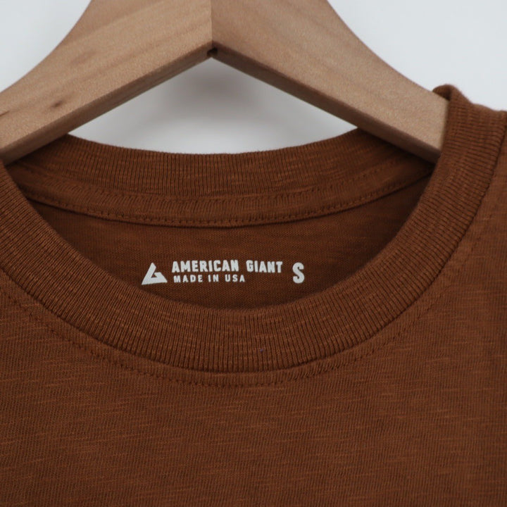 American Giant Classic T Shirt Brown Crew Neck Short Sleeve Made in USA Size S