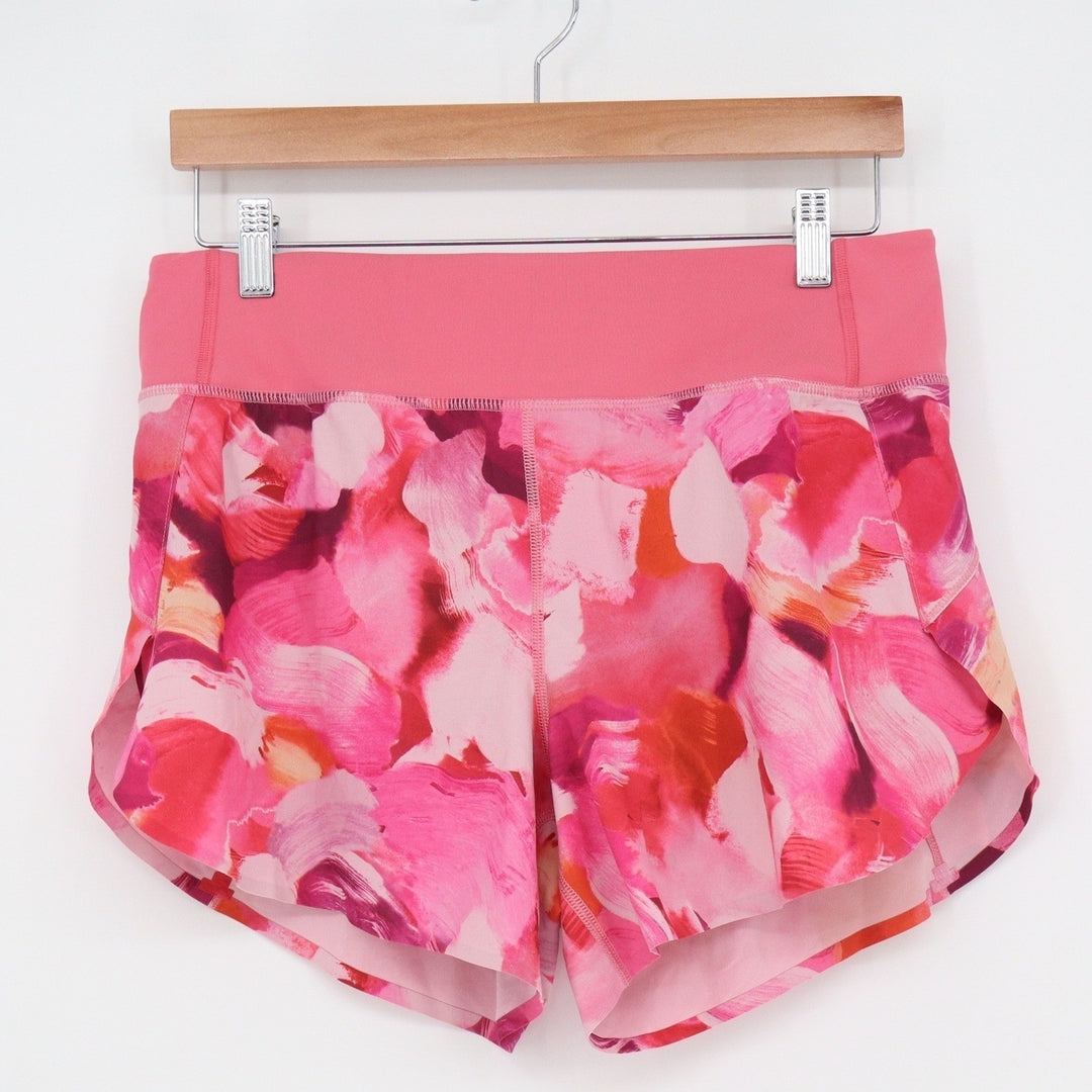 Athleta Shorts Womens S Printed Run With It 4.5" Pink Abstract Floral Excellent