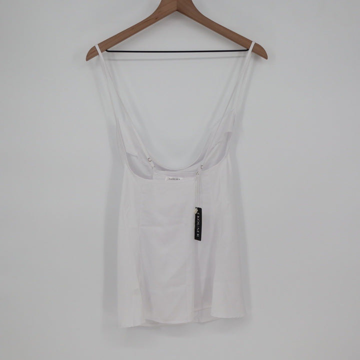 EKOUAER White Cowl Neck Camisole Tank Top Sheer Back Mesh Size M