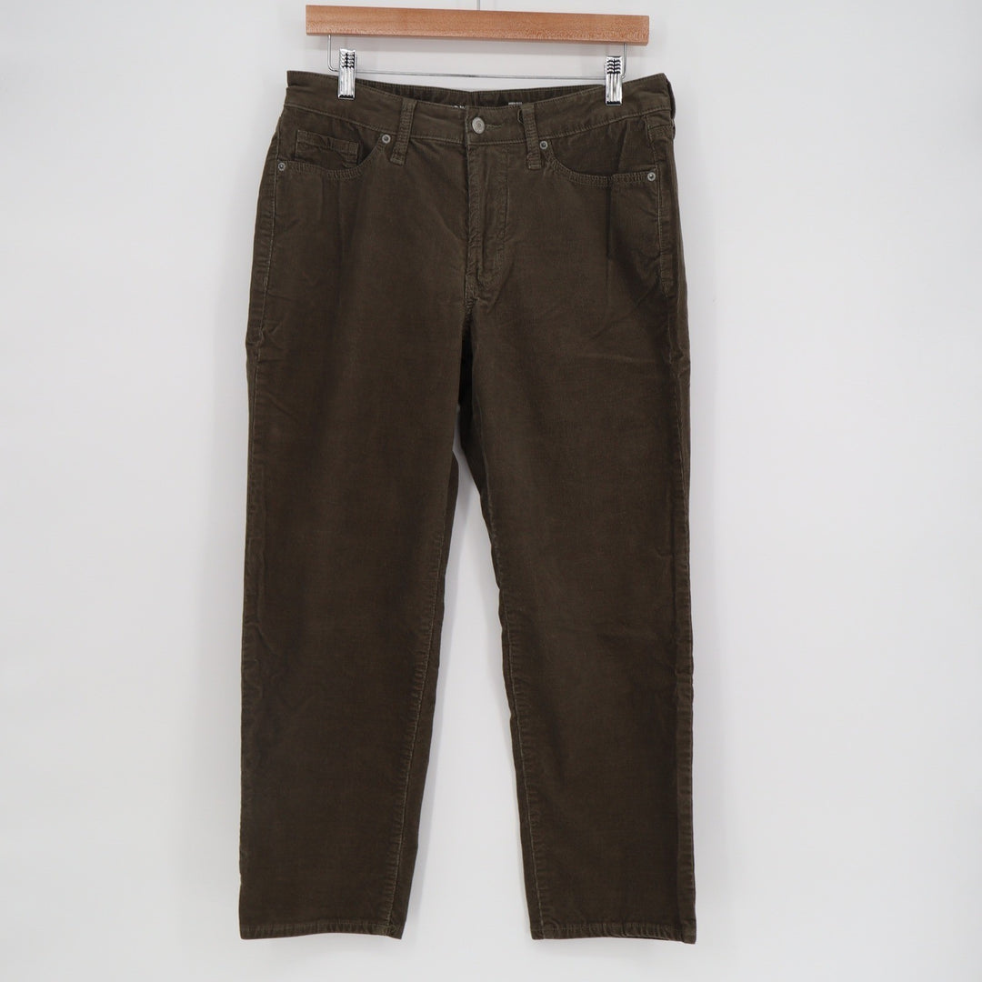 Old Navy OG Straight High Rise Corduroy Pants Olive Green 8 Petite