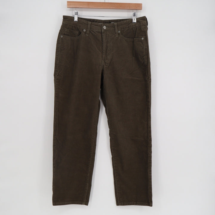 Old Navy OG Straight High Rise Corduroy Pants Olive Green 8 Petite