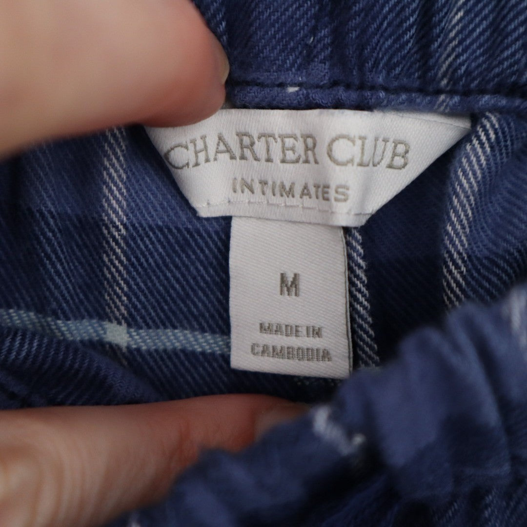 Charter Club Intimates Pajama Pants Womens M Blue Bennet Plaid Cotton Sleepwear