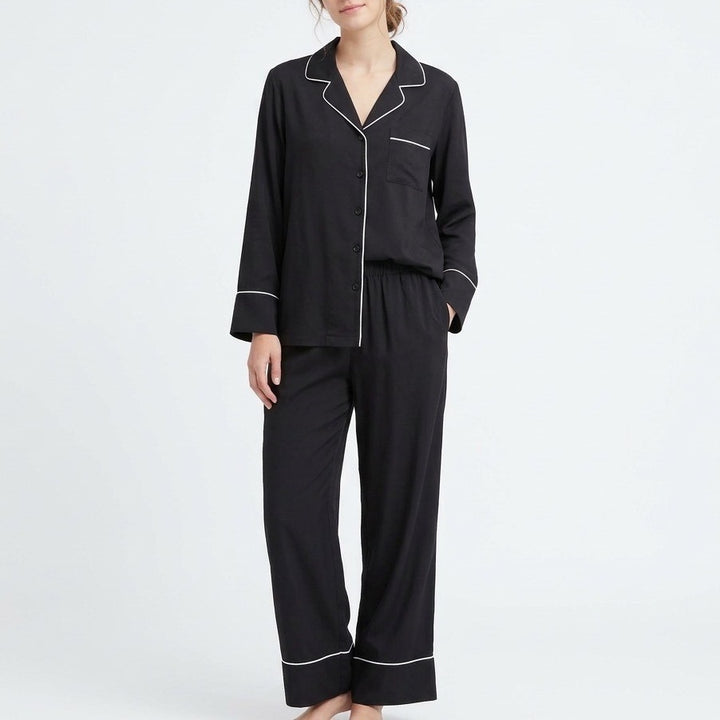 I.N.C International Concepts 2-PC Pajamas Set Womens 1X Black Stretch Sleepwear