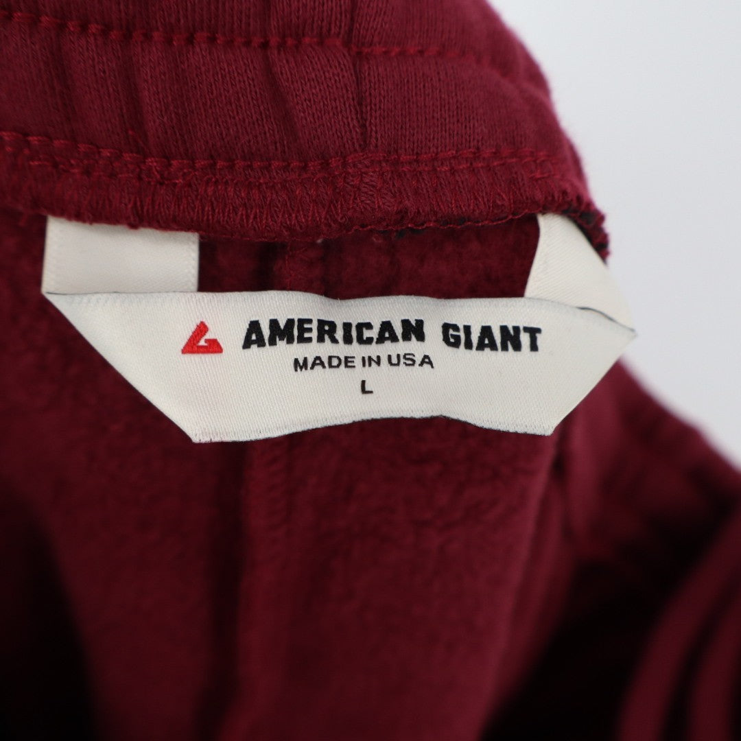 American Giant Sweatpants Mens L Red Cotton Fleece Tapered Leg Drawstring Waist