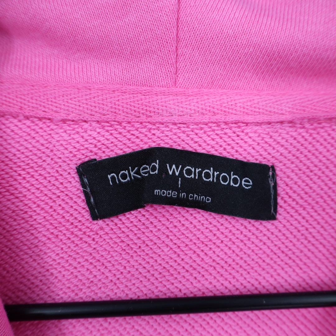 Naked Wardrobe Pink Cropped Hoodie Elastic Hem Sweatshirt Large