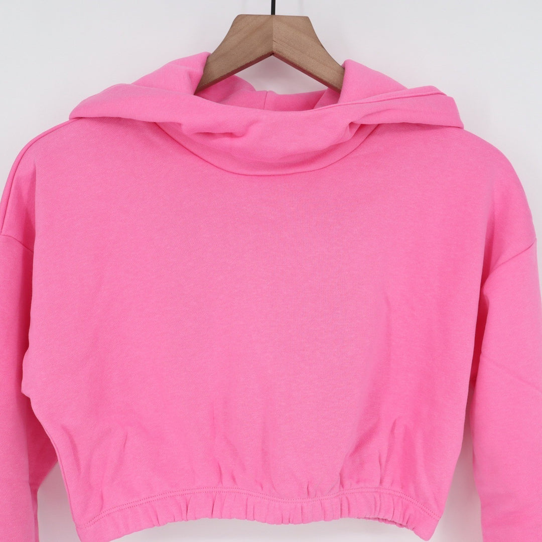 Naked Wardrobe Womens Neon Pink Cropped Hoodie Sweatshirt Size S