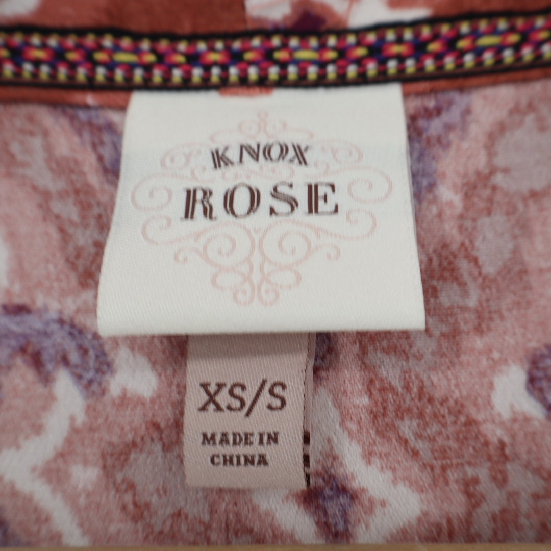 Knox Rose Cardigan Sweater Womens XS/S Multicolor Printed Stretch Open Front