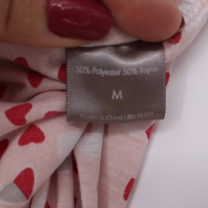 Jane & Bleecker Pink Heart Print Pajama Pants Women's Medium Relaxed Lounge