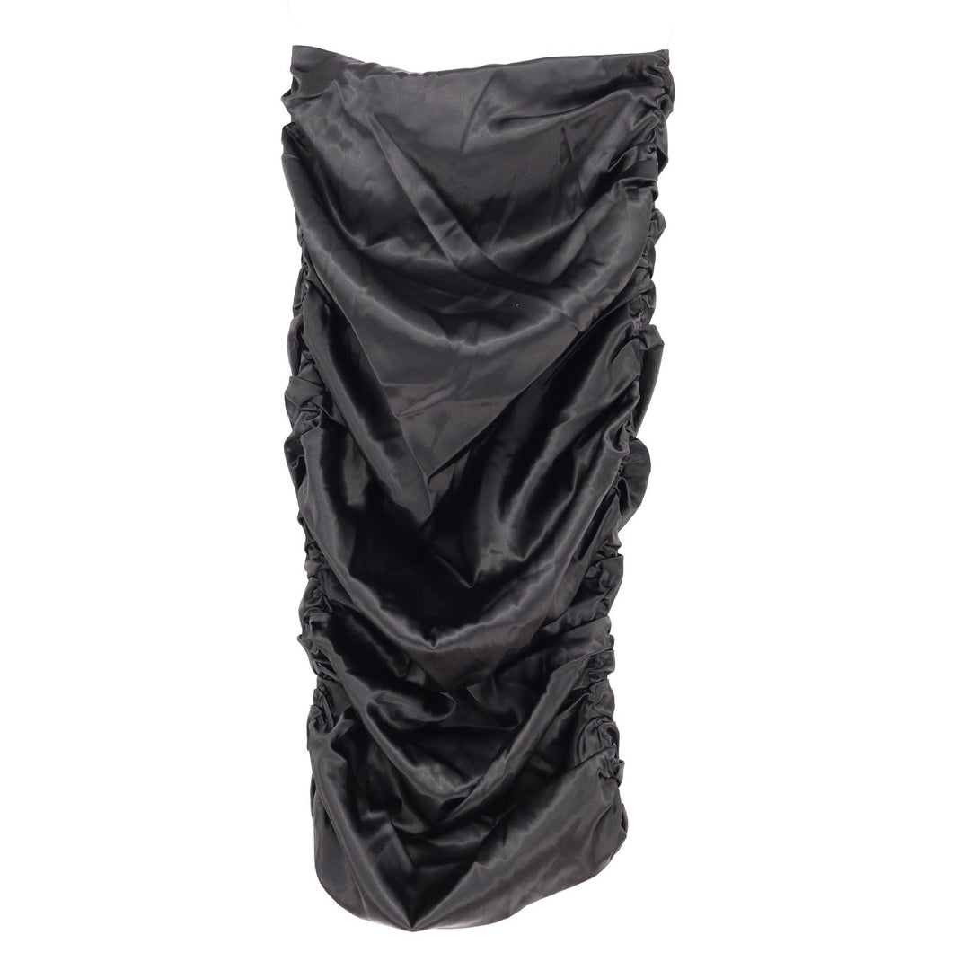 Naked Wardrobe Black Satin Ruched Strapless Tube Top Small
