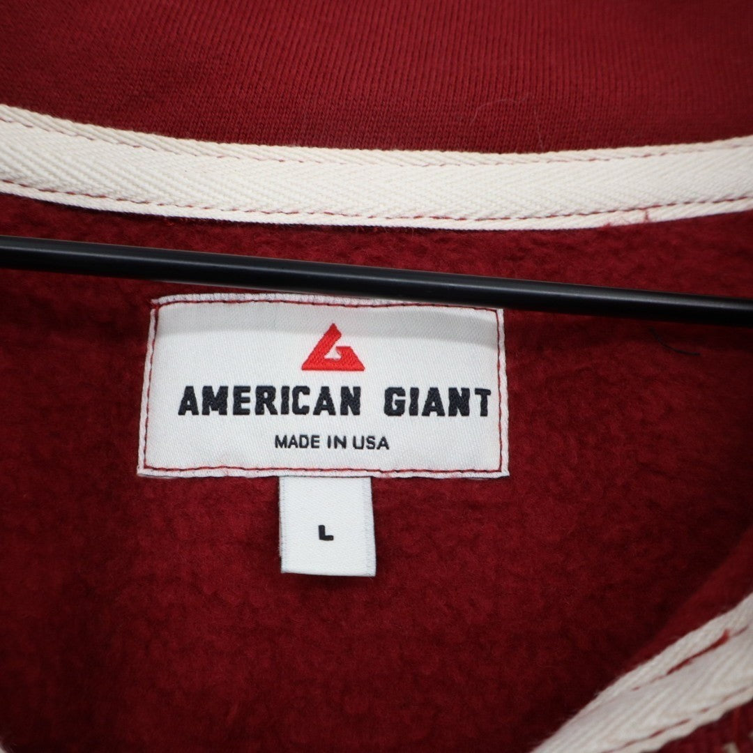 American Giant Midweight Half Zip Sweatshirt Women Large Pomegranate Relaxed Fit