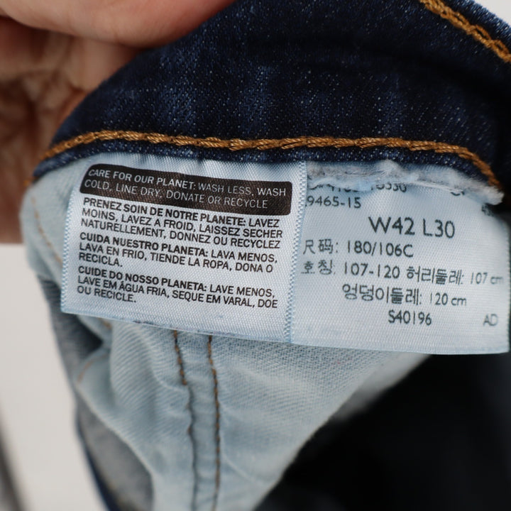 Levi's 505 Jeans Mens 42x30 Blue Whiskering Denim Preppy Dark Wash Straight Leg