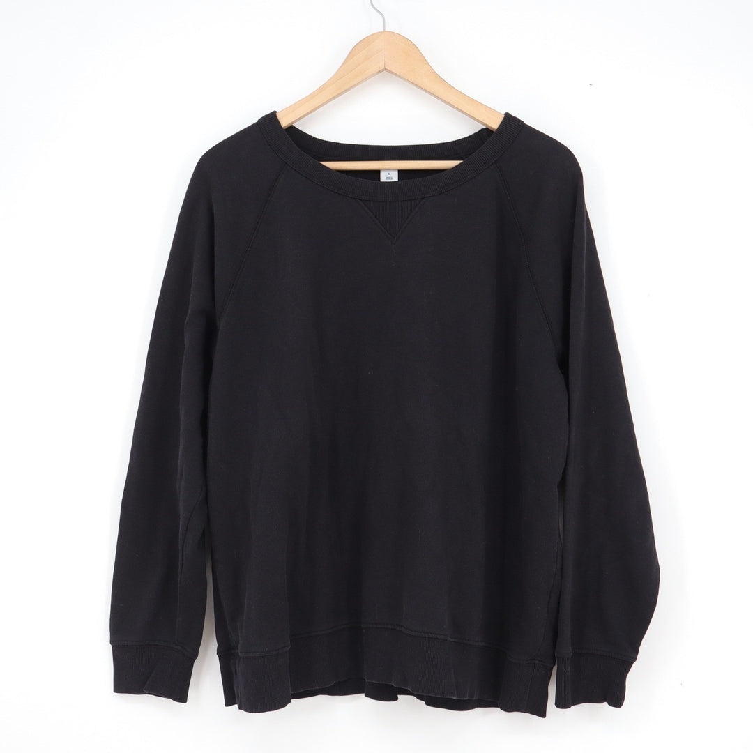 Old Navy Women's XL Black Crewneck Sweatshirt Raglan Sleeve V-Stitch Pullover