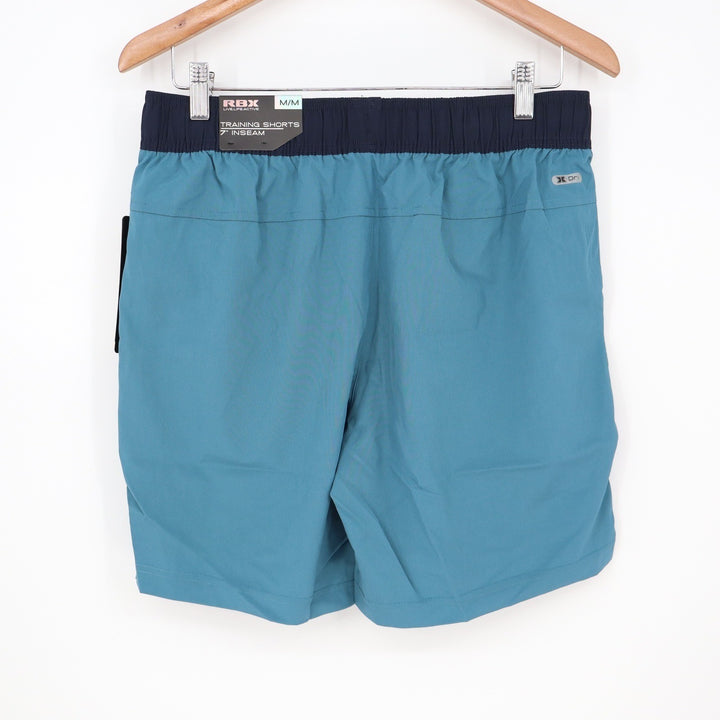 RBX Mens Performance Training Shorts Teal Navy Blue Size M 7 Inseam NWT