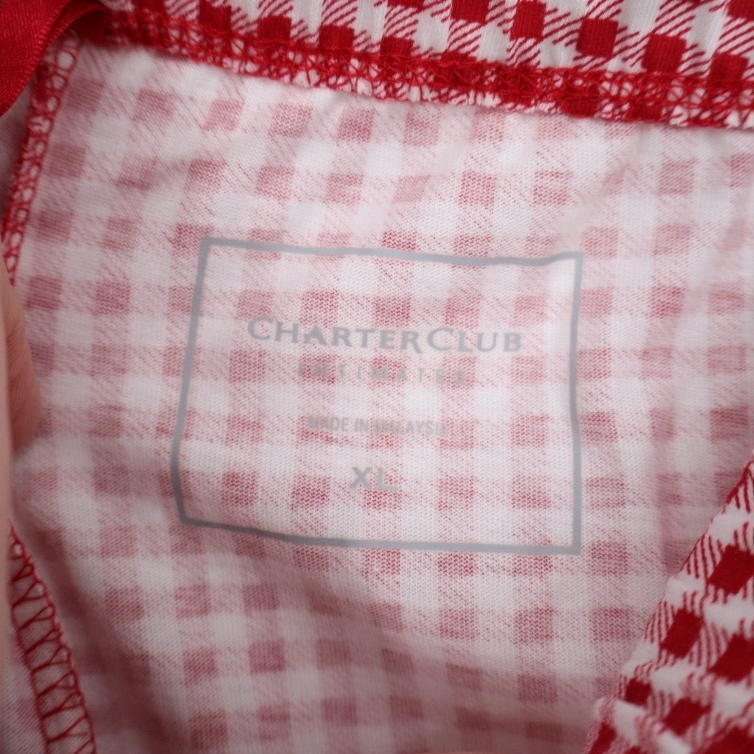 Charter Club Intimates Pajama Pants Womens XL Red White Gingham Check Sleepwear
