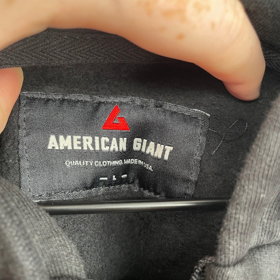 American Giant Black USA Graphic Zip Up Hoodie Sweatshirt Mens Size L