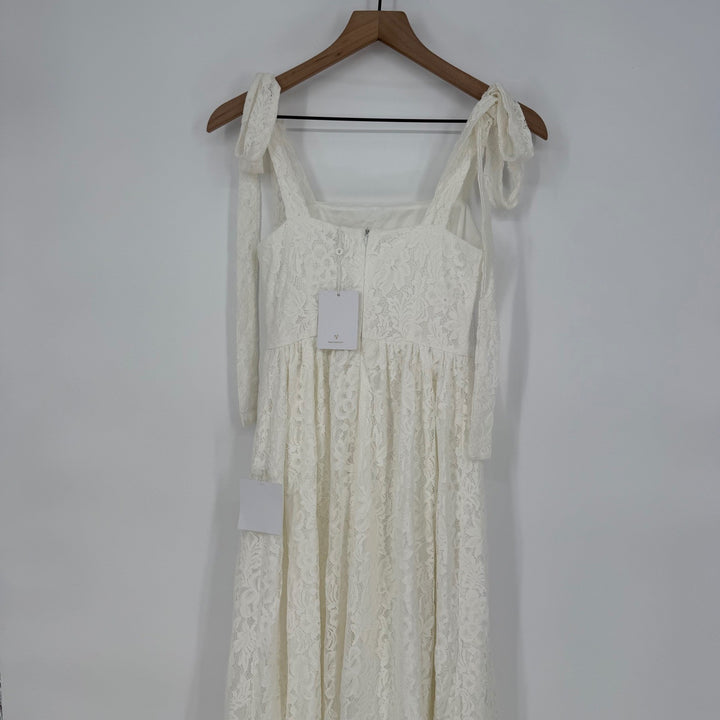 Lulus Radiant Romance White Lace Tie-Strap Maxi Dress Size XS
