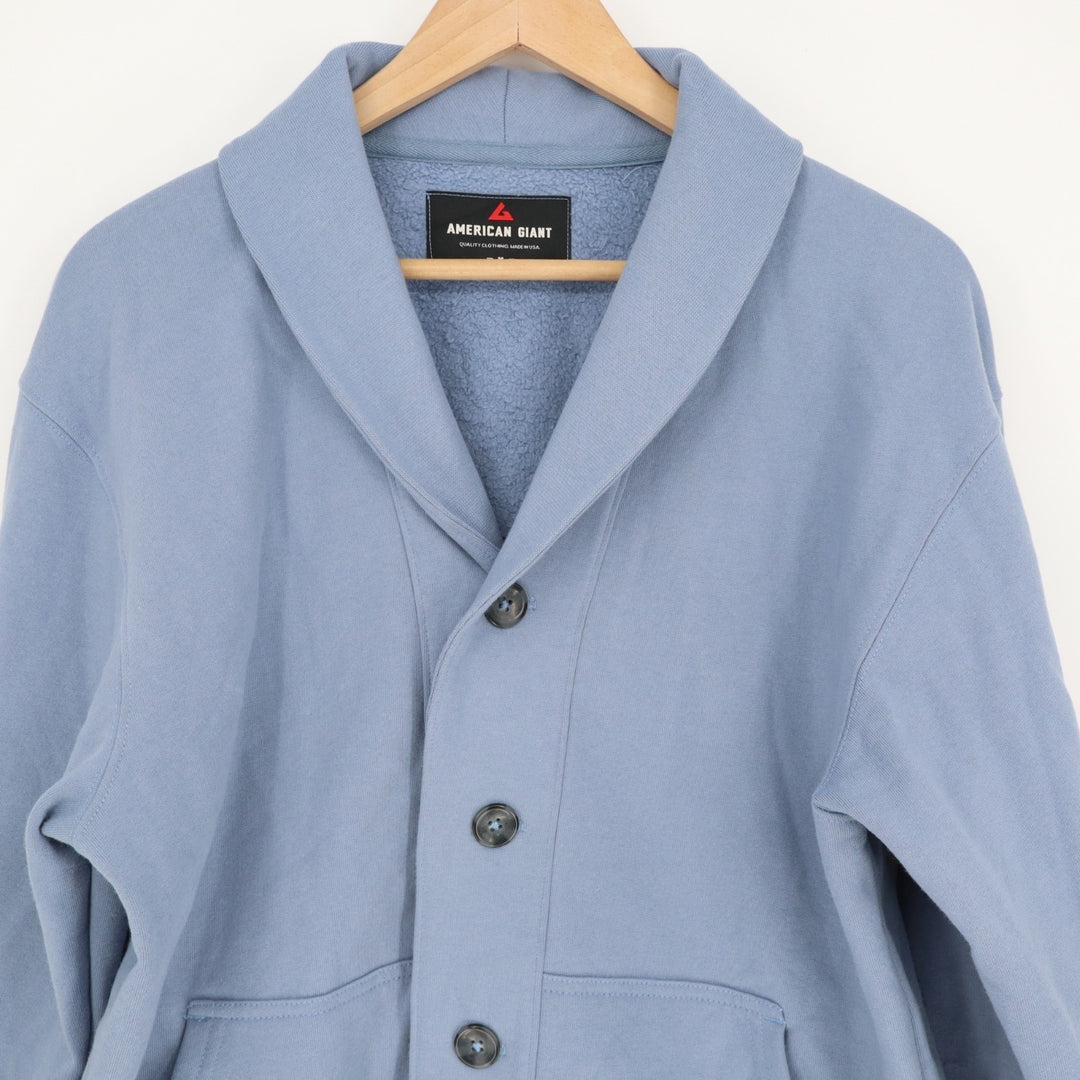 American Giant Cardigan Sweater Mens M Infinity Blue Shawl Collar Button Front