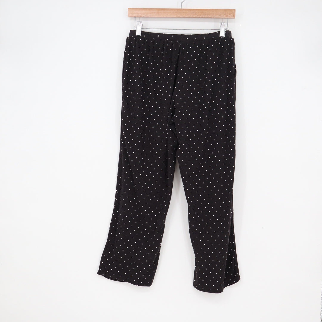 Croft & Barrow Womens Petite Small Black Polka Dot Pajama Set Lace Trim PS 10701