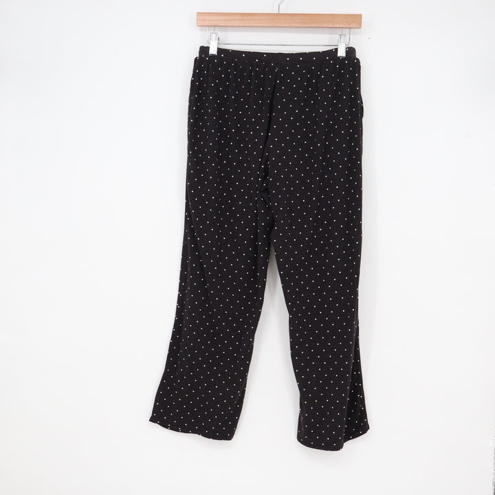 Croft & Barrow Womens Petite Small Black Polka Dot Pajama Set Lace Trim PS 10701