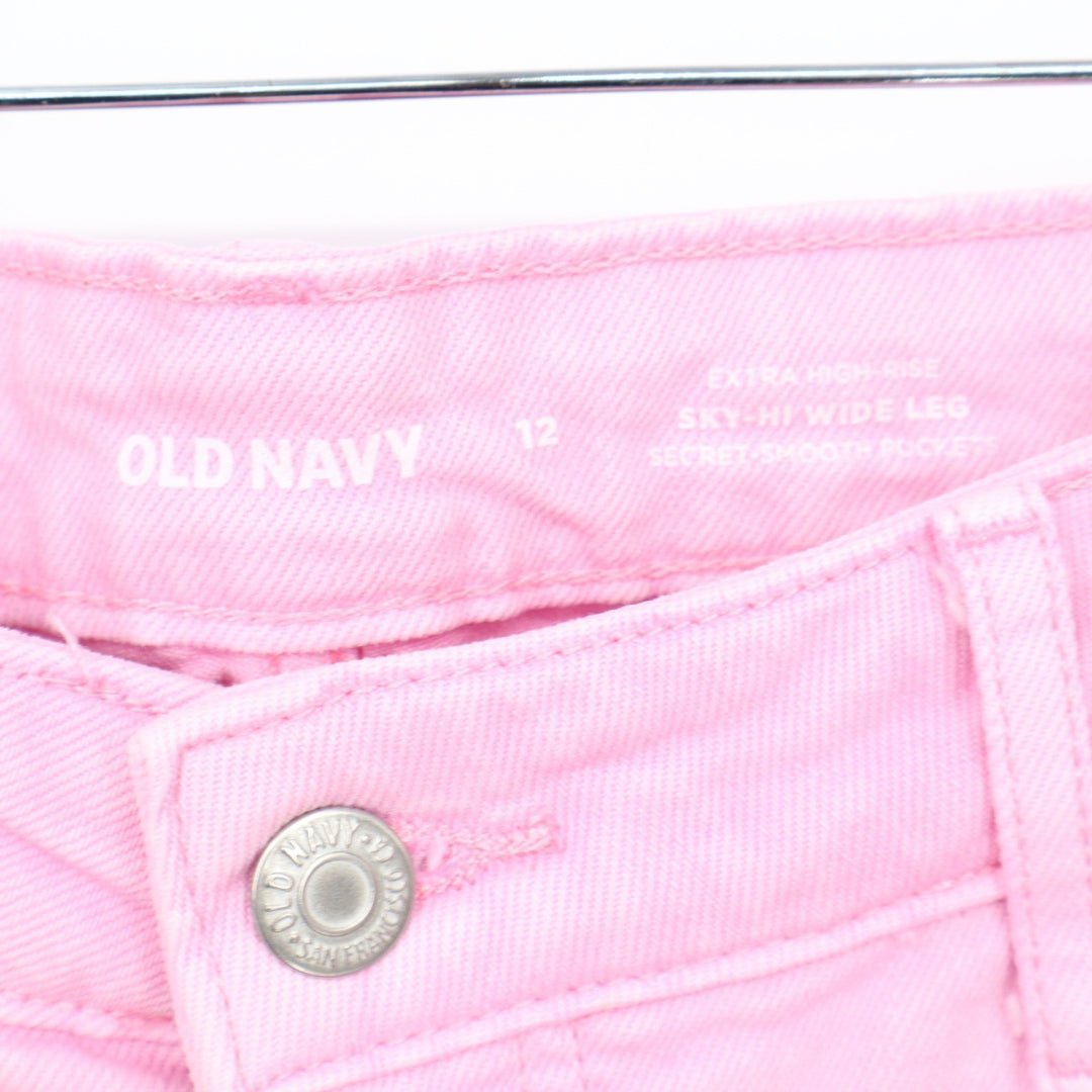 Old Navy Sky-Hi Wide Leg Extra High Rise Pink Jeans Size 12