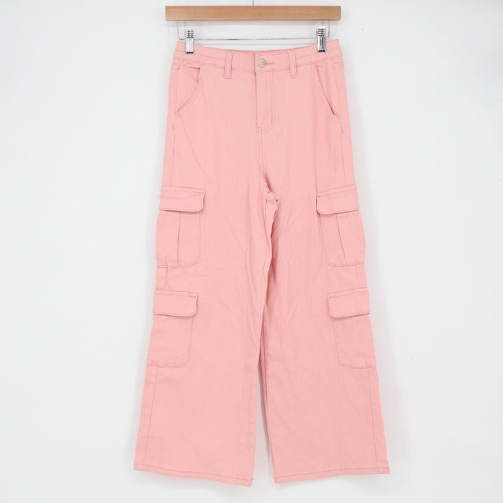 Soho Blue Cargo Pants Girls 14 Pink Wide Leg Multi-Pocket Excellent