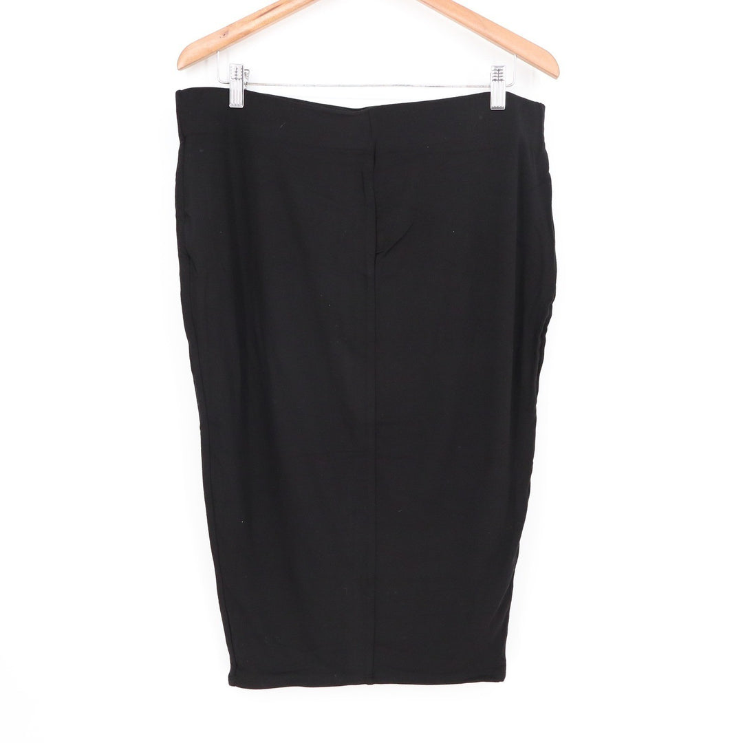 Naked Wardrobe Black Midi Pencil Skirt Plus Size 2X Viscose Stretch