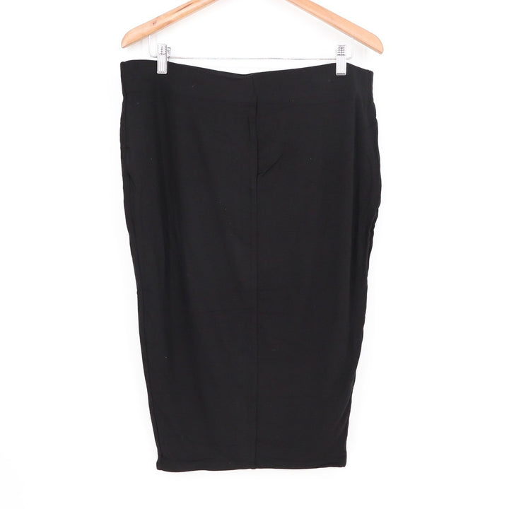 Naked Wardrobe Black Midi Pencil Skirt Plus Size 2X Viscose Stretch