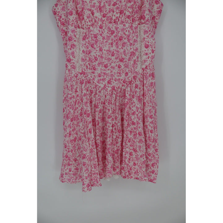 Sky to Moon Pink Floral Lace Trim Cami Dress Size L