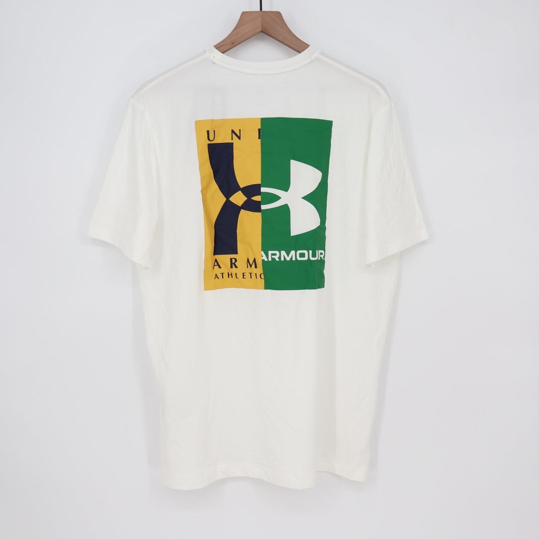 Under Armour Mens White Evolution Logo Graphic T-Shirt Loose Fit L
