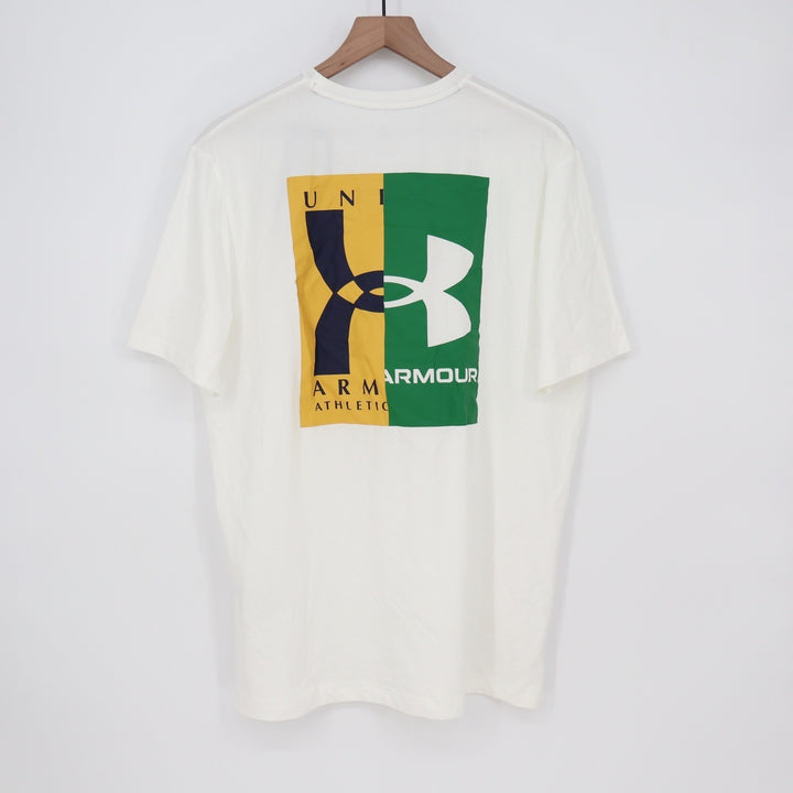 Under Armour Mens White Evolution Logo Graphic T-Shirt Loose Fit L