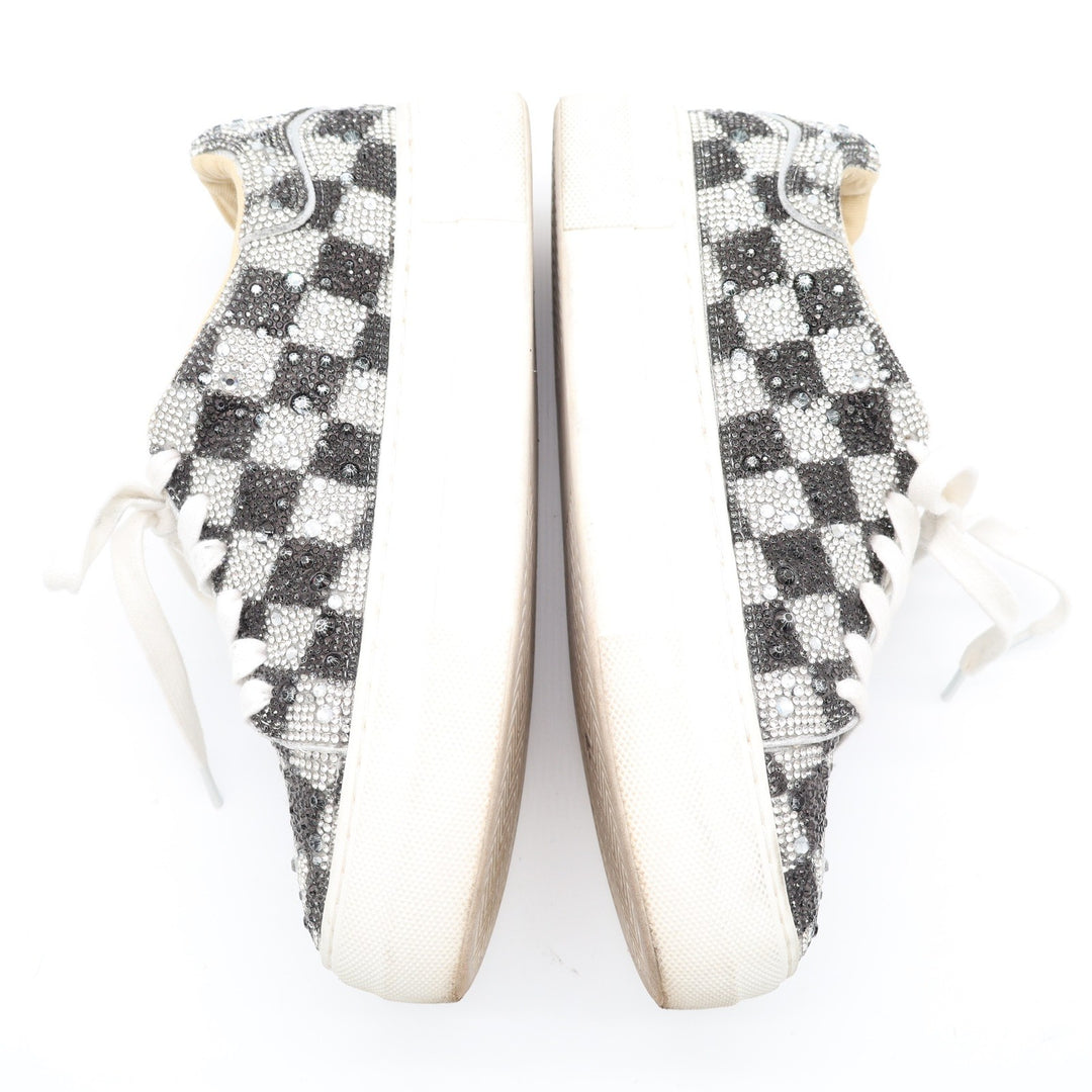 SB-SIDNY Rhinestone Checkered Platform Sneakers Black Silver Size 6M