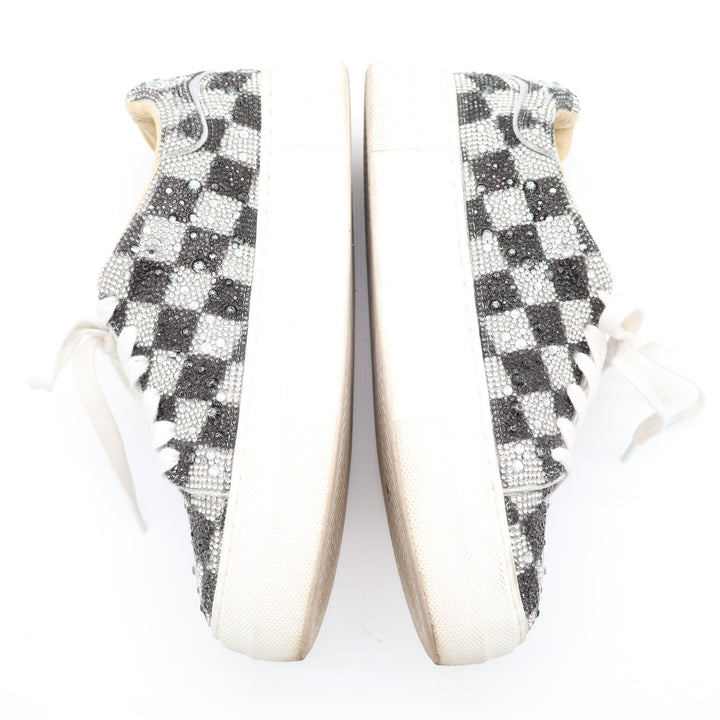 SB-SIDNY Rhinestone Checkered Platform Sneakers Black Silver Size 6M