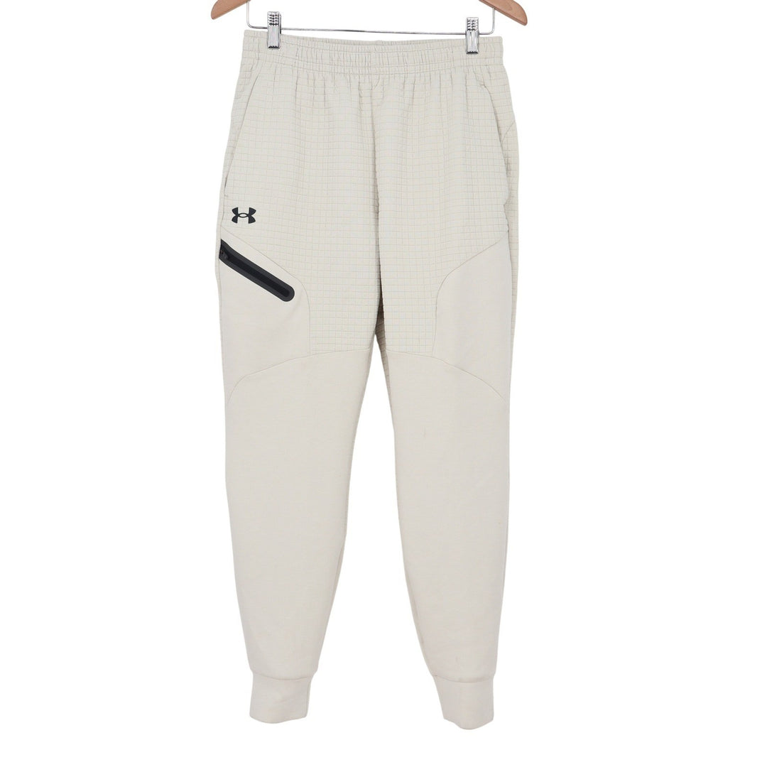 Under Armour Mens Quilted Grid Jogger Pants Cream Beige Small