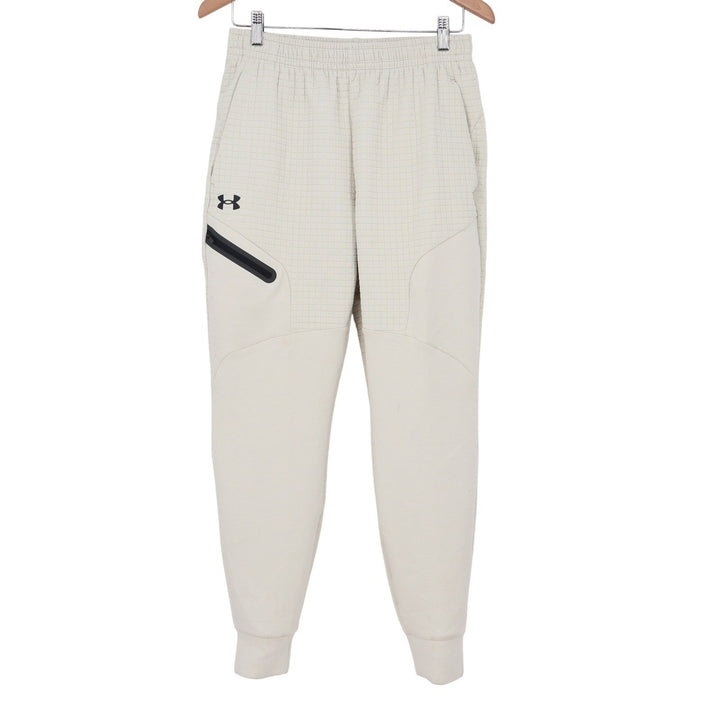 Under Armour Mens Quilted Grid Jogger Pants Cream Beige Small