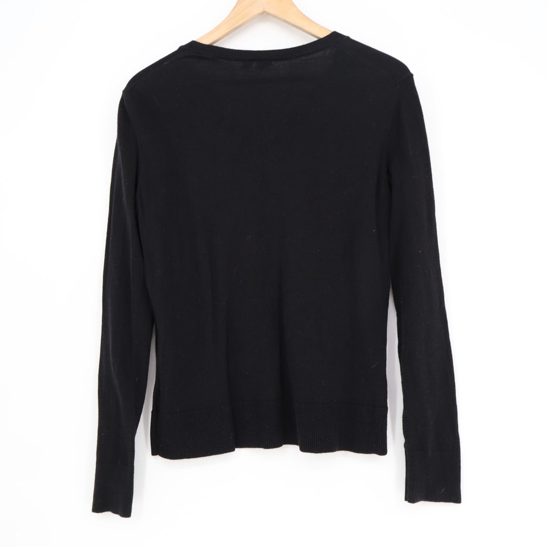 Gap Cardigan Sweater Womens Large Black Knit Ribbed Button Front Long Sleeve
