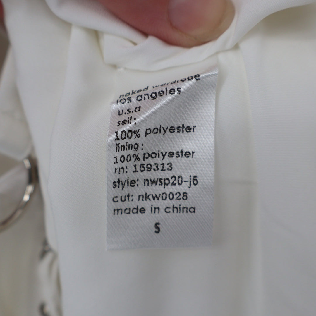 Naked Wardrobe The Statement White Cropped Garter Blazer Small