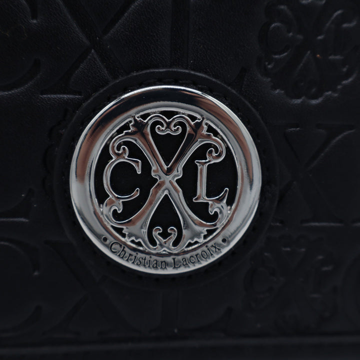 CXL by Christian Lacroix Clara Black Embossed Logo Shoulder Bag
