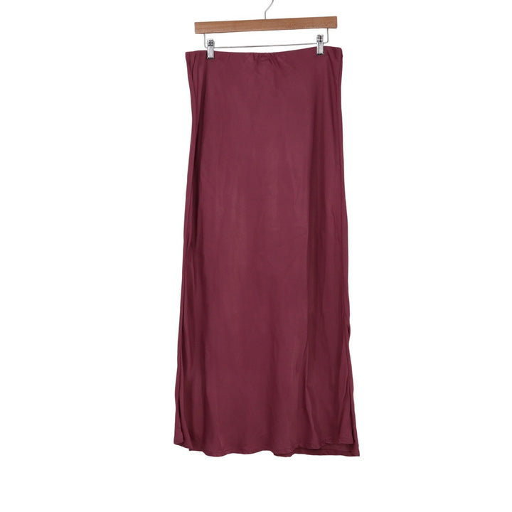 Anthropologie Burgundy Elastic Waist Midi Skirt Wine Red Size L
